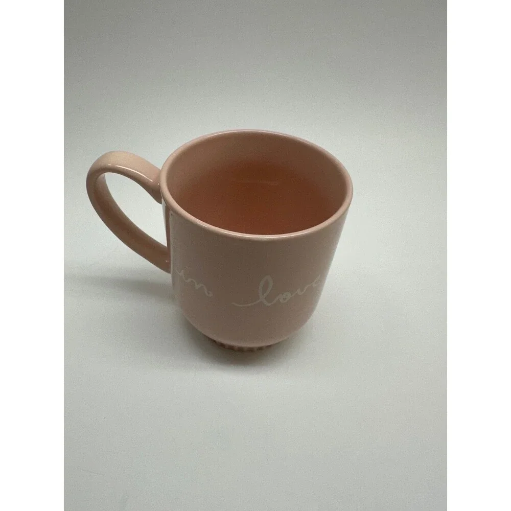 Opalhouse Target In Love Pink Porcelain Coffee Mug Scalloped Foot Script